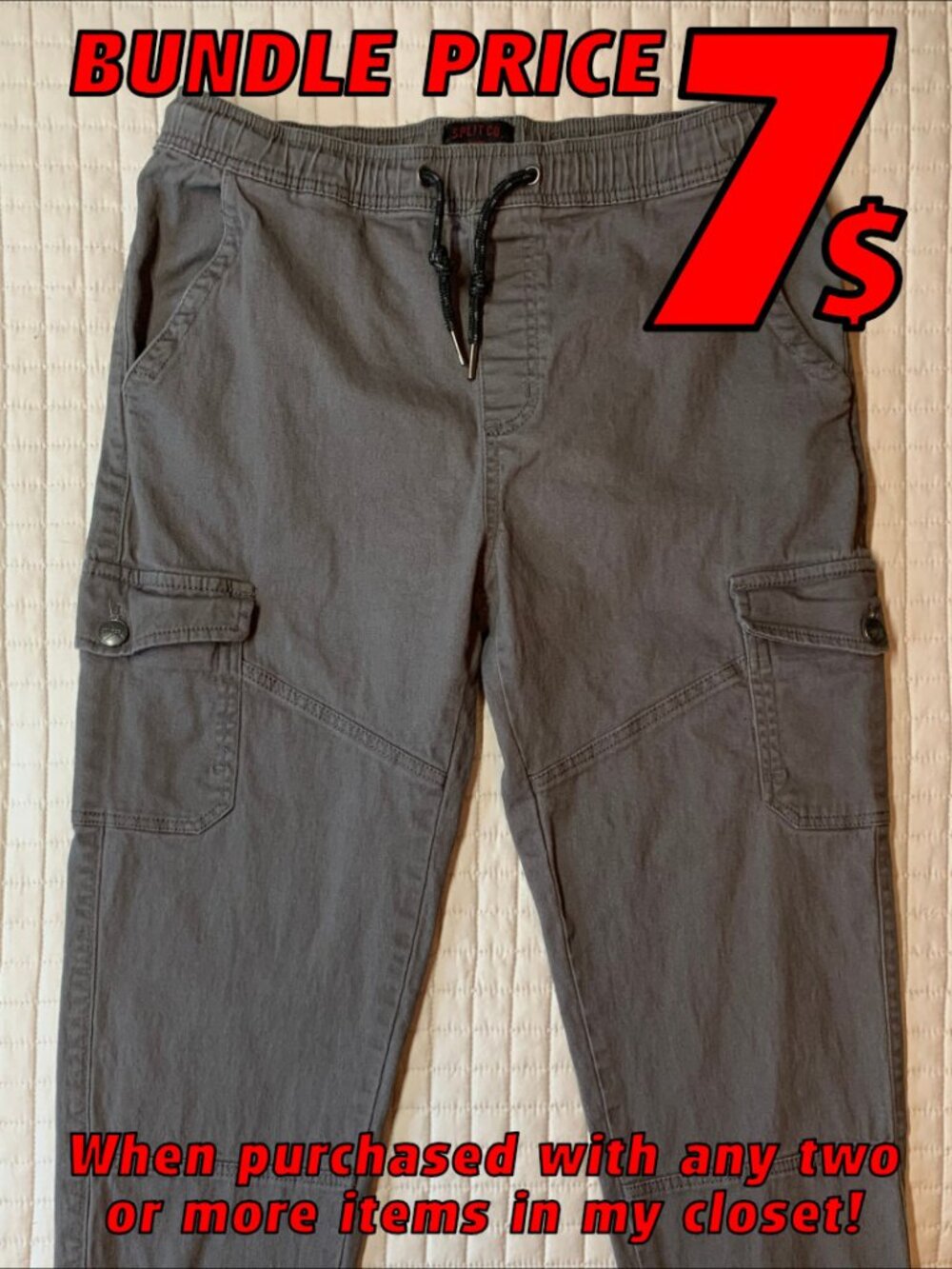 Men's Split Co. Grey Cargo Pants Size M